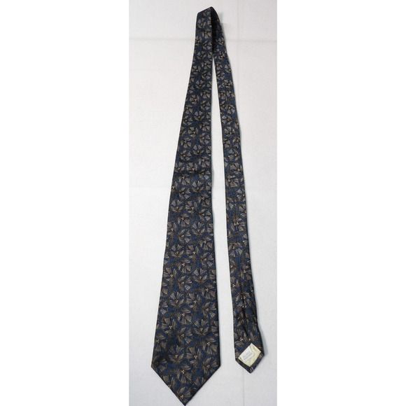 Pierre Cardin Mens Neck Tie Silk Blue Floral Abstract Art Deco Print USA - Picture 5 of 9